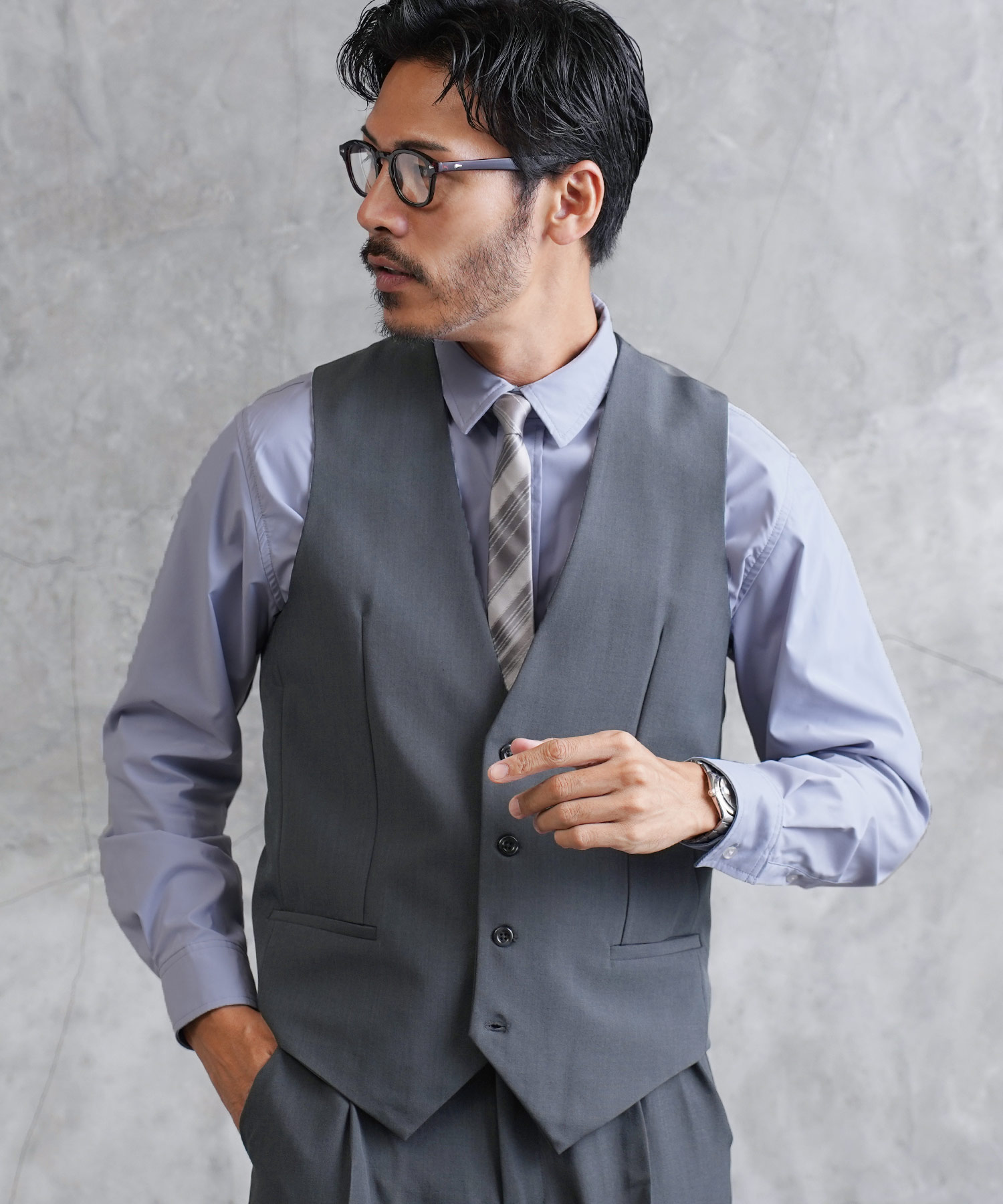 未使用］TAKEO KIKUCHI ジレ グレー M ビジネス フォーマル 未使用