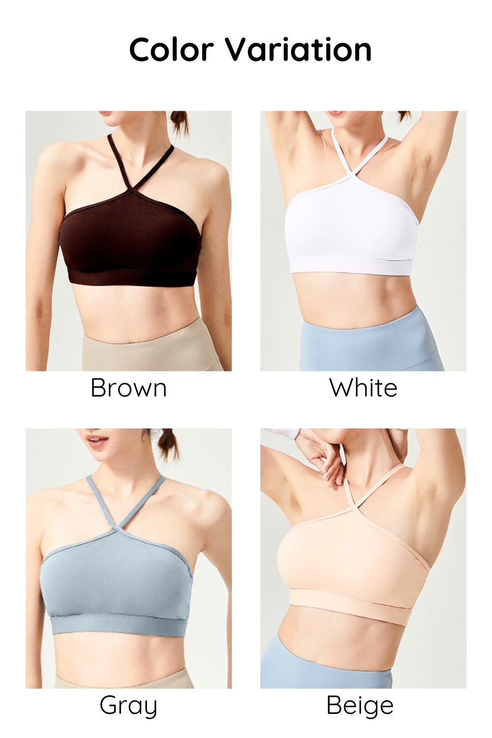 VEROMAN スポーツブラ ホルターネック トップス ヨガウェア ブラトップ