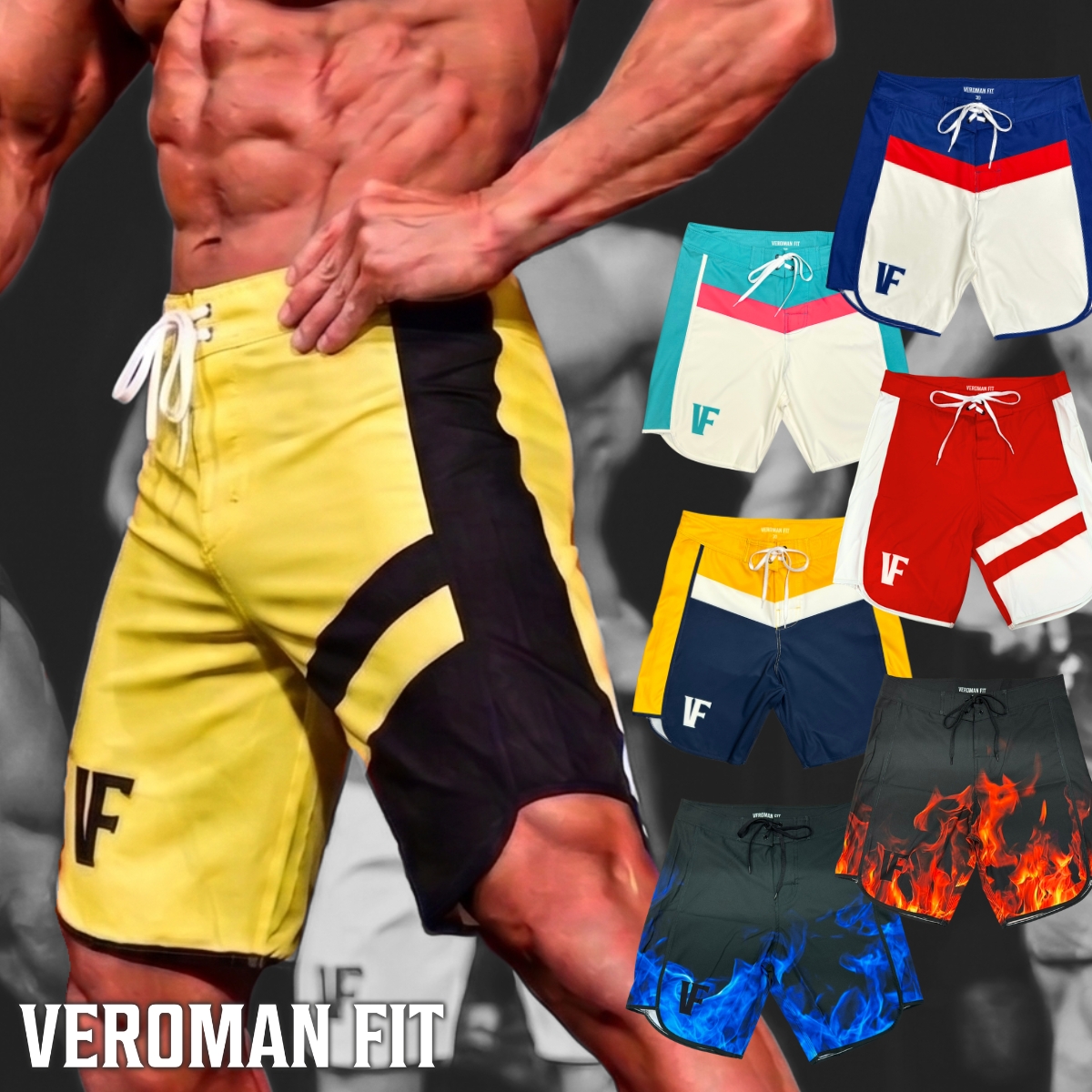 VEROMAN サーフパンツ フィジーク 水着 ボードショーツ サーフショーツ