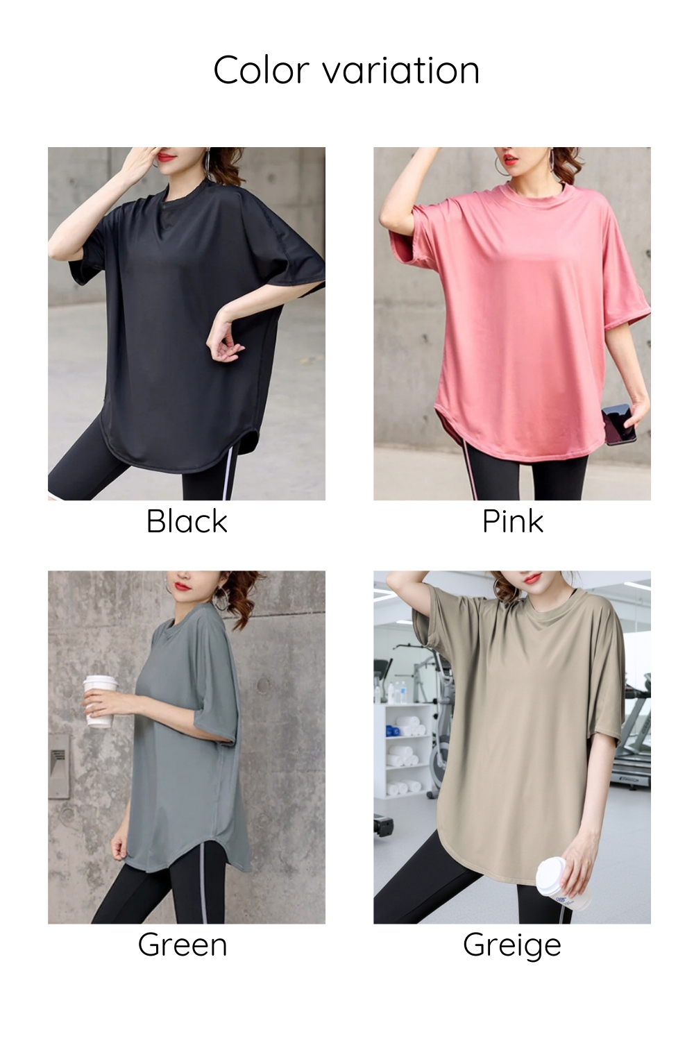 VEROMAN ヨガウェア レディース トップス 体型カバー Tシャツ ロング丈