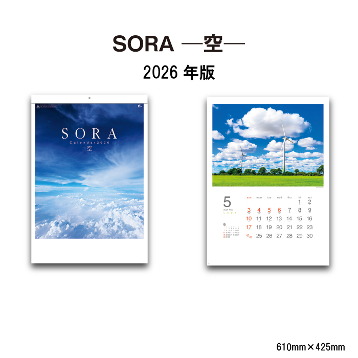 新日本カレンダー カレンダー 2026年 壁掛け SORA -空- NK134 2026年版