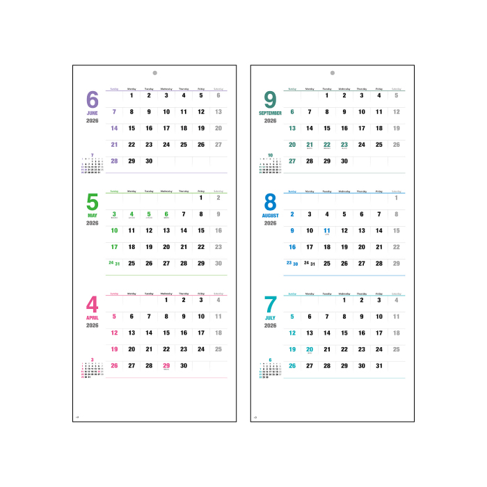 新日本カレンダー カレンダー 2026年 壁掛け デイリー・プラン（3ヶ月