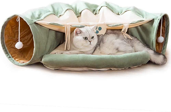 春先取りの 猫小屋 猫ハウス 安全感 隠れ家 トンネル型 クッション付き