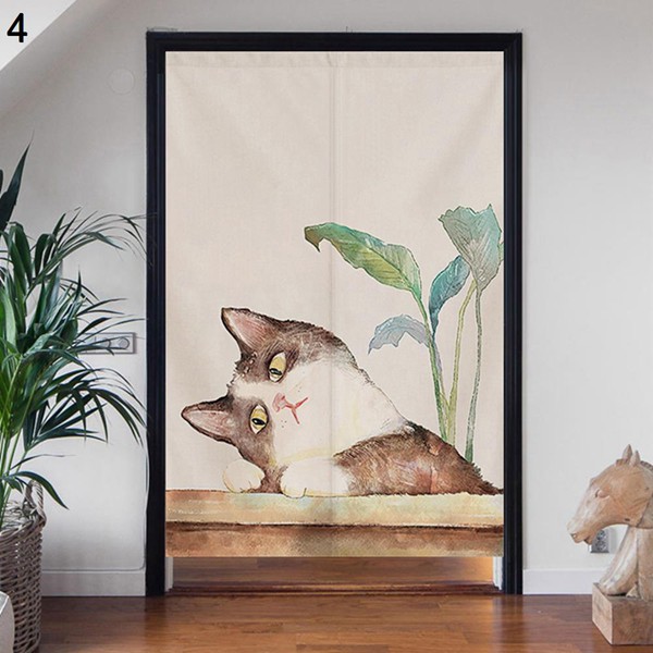 モモンガハウス（リボン柄）  夏仕様    涼しい夏生地を使用❗️ 1650円 猫柄のれん ドアカーテン 幅60CM/幅70CM/幅80CM 棒つき 暖簾