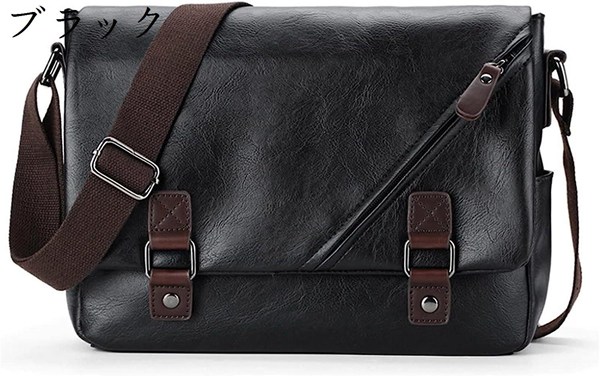 ボディバッグ ワンショルダー ヴィンテージメンズカジュアルビジネスメッセンジャーバッグ 大容量 (色 : Black， Size :_1