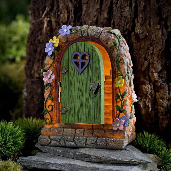 ソーラーオーナメント 妖精の庭 石門 置物 ガーデニング ドア 