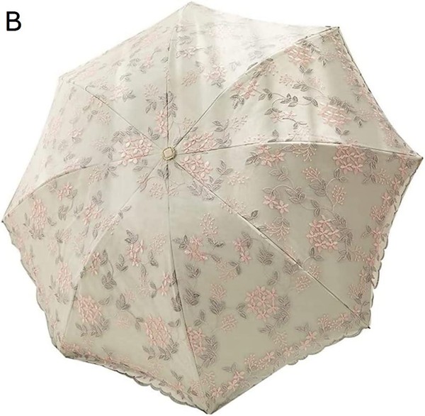 日傘 雨傘 防風雨傘 レース折りたたみ傘抗 UV 日傘太陽ヴィンテージ傘傘屋外刺繍傘女性のための か...