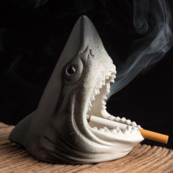 セラミック灰皿 シャークの置物 シャークの像 タバコ 魚 喫煙灰皿 キャット 可愛い 動物の装飾品 手のひらサイズ クリエイティブ灰皿 F｜jinichirosasaki｜02