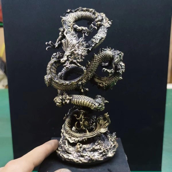銅製 神龍 中国龍 鎮宅 辟邪 開運 風水 招財 装飾品 工芸品 置物 神龍 龍 の置物 金龍 風水 店舗装飾品 玄関飾り 銅製 昇運金龍