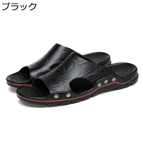 メンズサンダル すりっぱ つっかけ 24〜29cm オープントゥ アウトドアサンダル かかとなし フェイクレザー 大きいサイズ 紳士靴  :jxfjcc1b27:佐々木 通販 