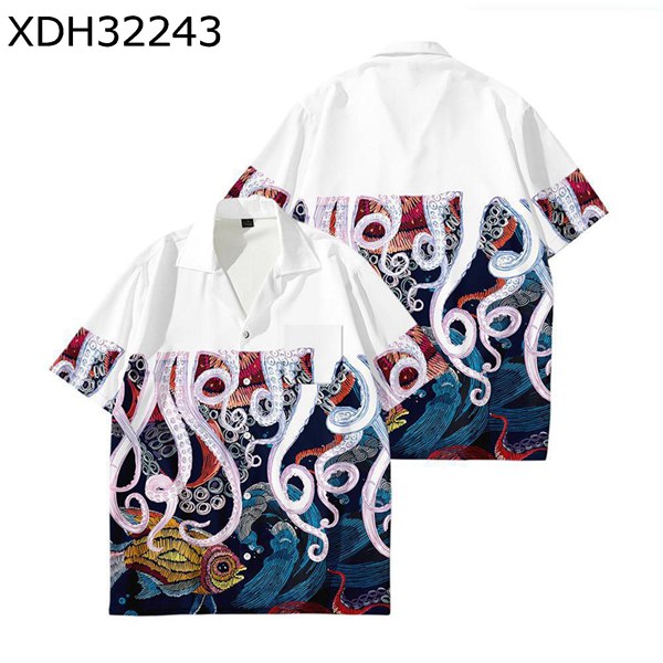 アロハシャツ たこ柄 3Dプリント タコ 章魚 カジュアル メンズ