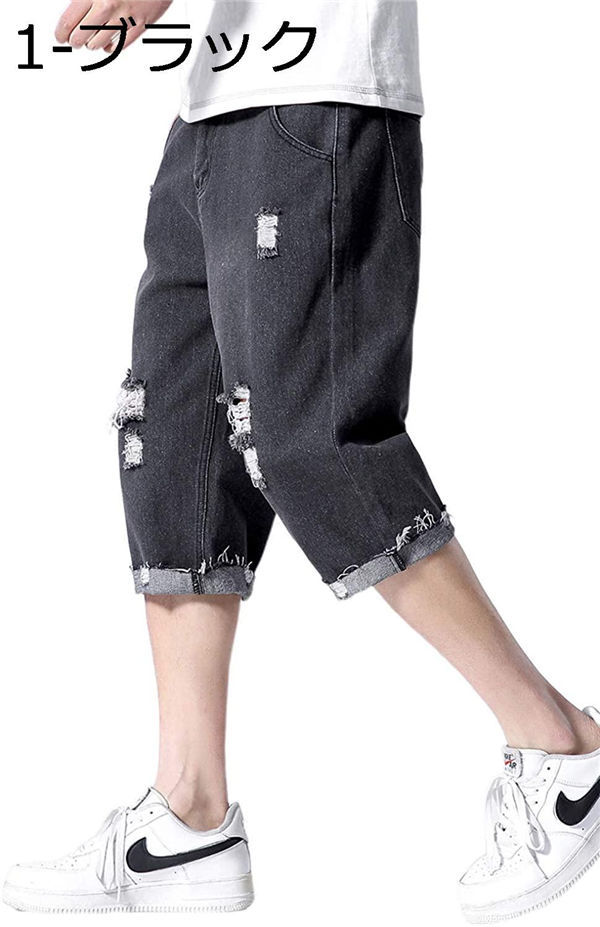 ワイド デニムパンツ メンズ ショートパンツロールアップ 七分丈 ストレート 男 ジーンズ 短パン ヴィンテージ ハーフパンツ ジーパン Ztiiygysom ファッション Bellcountyhealthky Org