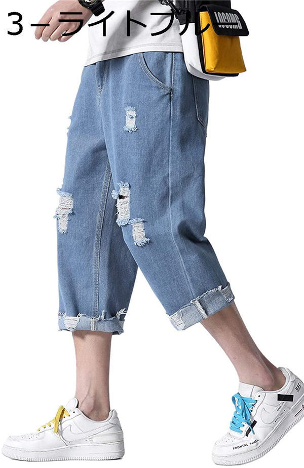 ワイド デニムパンツ メンズ ショートパンツロールアップ 七分丈 ストレート 男 ジーンズ 短パン ヴィンテージ ハーフパンツ ジーパン Ztiiygysom ファッション Bellcountyhealthky Org