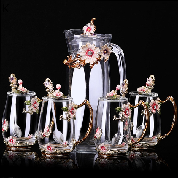 ティーマグ ハンドメイド バタフライ バラ フラワー エナメル ティー グラス コーヒーカップ スプーン付き パーソナライズ 誕生日_11