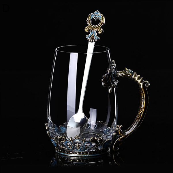 ティーマグ ハンドメイド バタフライ バラ フラワー エナメル ティー グラス コーヒーカップ スプーン付き パーソナライズ 誕生日_4
