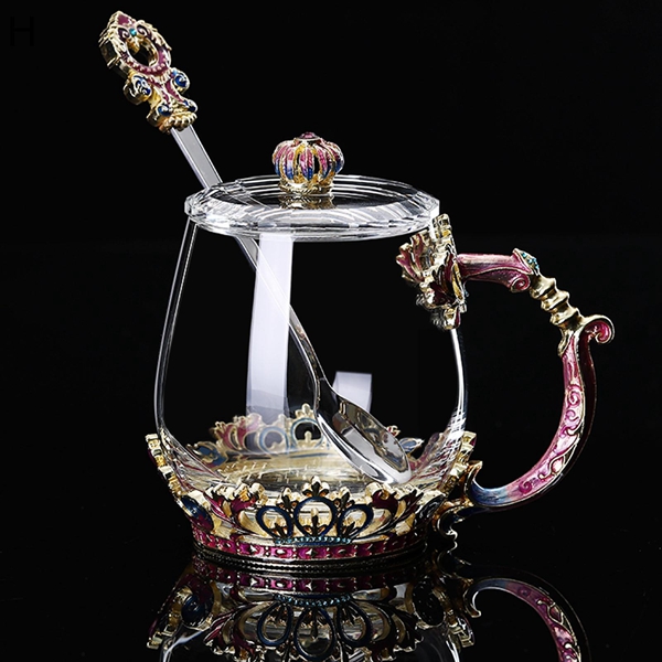 ティーマグ ハンドメイド バタフライ バラ フラワー エナメル ティー グラス コーヒーカップ スプーン付き パーソナライズ 誕生日_8