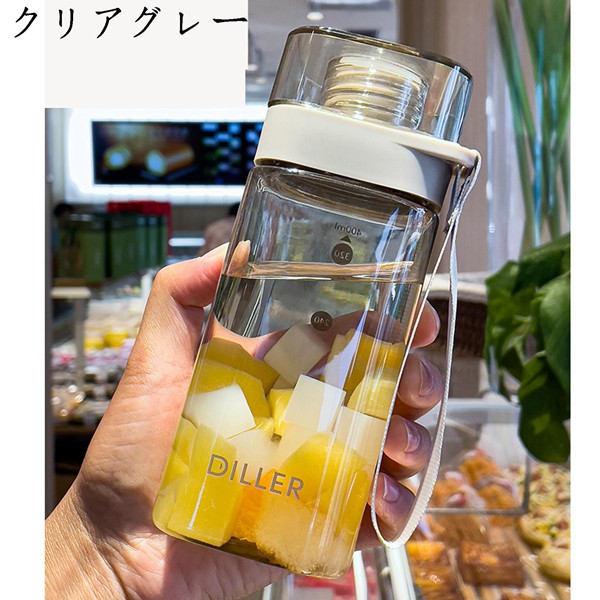 方形水筒 四角形 クリアボトル 蓋付き 直飲み マグボトル 550ml