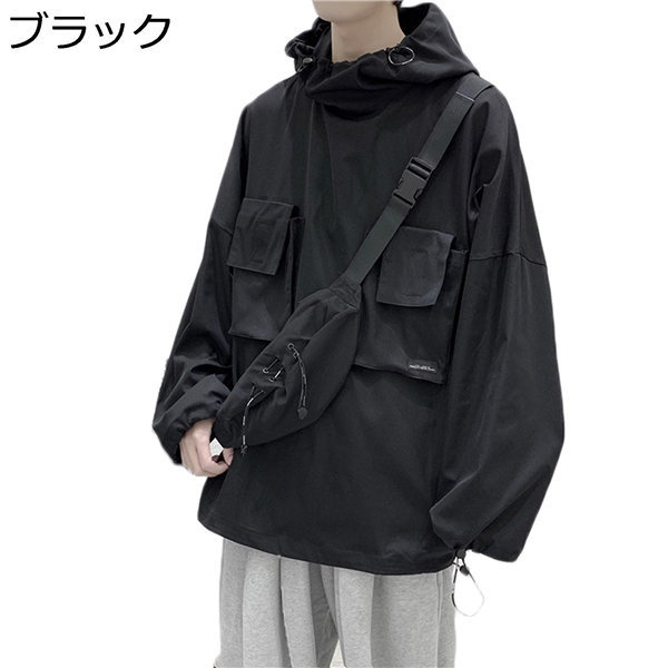 パーカー メンズ フード付き ゆったり ショルダーバッグ付き オーバーサイズ カッコイイ 薄手 春秋服 エンジニア 暗黒系 ファッション Wyrbec 佐々木 通販 Yahoo ショッピング