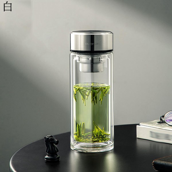 2重ガラス ウォーターボトル 320ml/500ml 耐熱ガラス 水筒