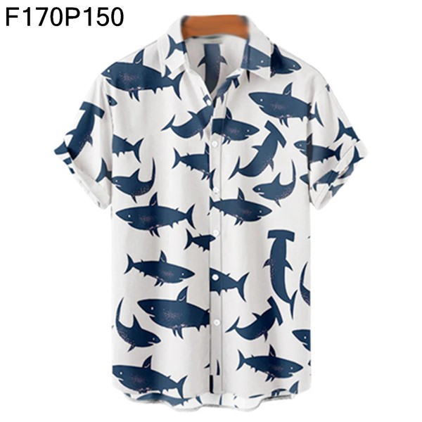 ハワイシャツ メンズ 海洋生物 アロハシャツ タコ 海馬 クジラ 半袖 