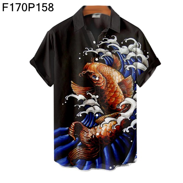 ハワイシャツ メンズ 海洋生物 アロハシャツ タコ 海馬 クジラ