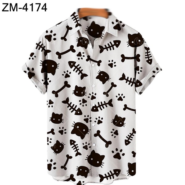 【予約】 アロハシャツ 猫柄 メンズ かわいいねこ ハワイシャツ 半袖 服&ファッション小物