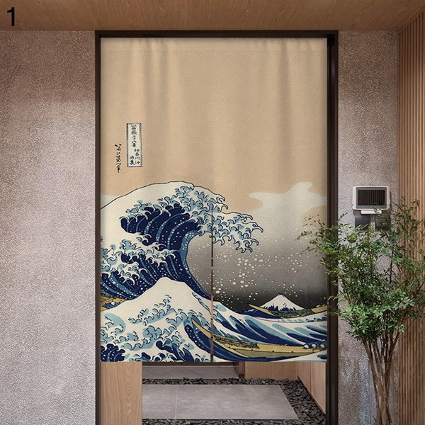 のれん 暖簾 和柄 海 両開き 和風 さくら 目隠し つっぱり式