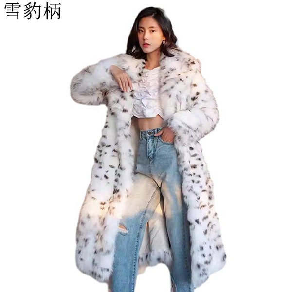 雪豹柄 ファーコート 毛皮コート レディース アウター ロングジャケット 白 S-4XL フェイクファー 冬服 ベンチコート ふんわり