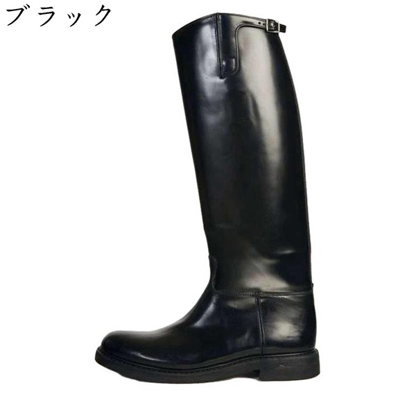 メンズ ロングブーツ 革靴 ジョッキーブーツ シンプル レトロ 紳士靴