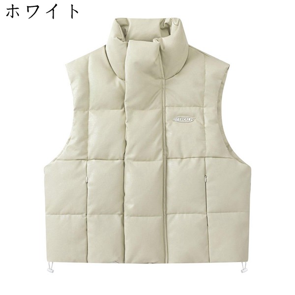 日本最激安 中綿ベスト puレザー 防水 袖なしジャケット メンズ 中綿入 