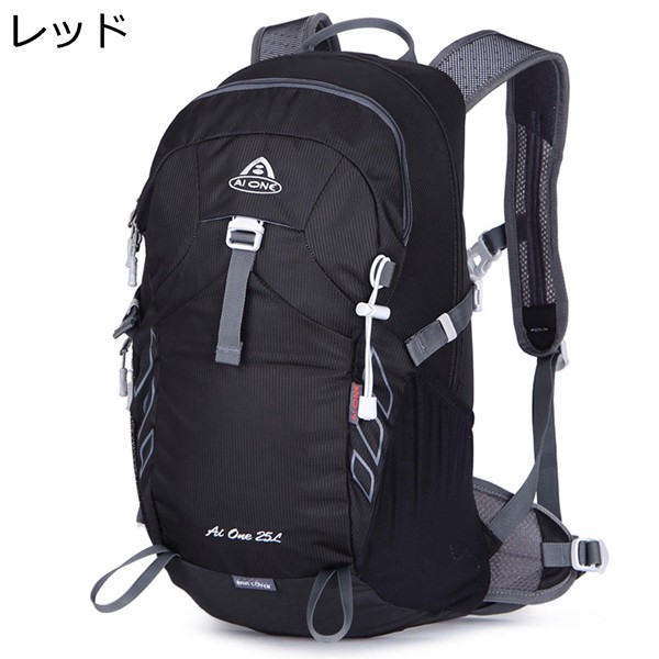 リュックサック 25L 小型 ハイキングバッグ ザックリュック ザック 登山 バックパック マルチポケット 大容量 アウトドアリュック 黒の画像