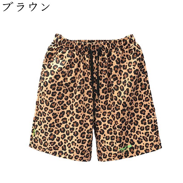 ヒョウ柄 ショートパンツ（メンズファッション）（色：ブラウン