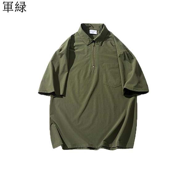 メンズ ポロシャツ 半袖 ファスナー仕様 夏 tシャツ ボタンダウン 無地 ジップアップ 襟付き カップル トレーニングウェア カジュアル |  | 03