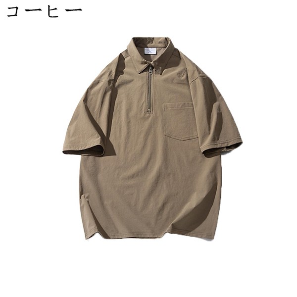 メンズ ポロシャツ 半袖 ファスナー仕様 夏 tシャツ ボタンダウン 無地 ジップアップ 襟付き カップル トレーニングウェア カジュアル |  | 04