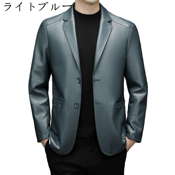 レザージャケット メンズ 本革 ラム革ジャケット カジュアル ビジネス シンプル ライダースジャケット 防寒 防風 テーラードジャケットの画像