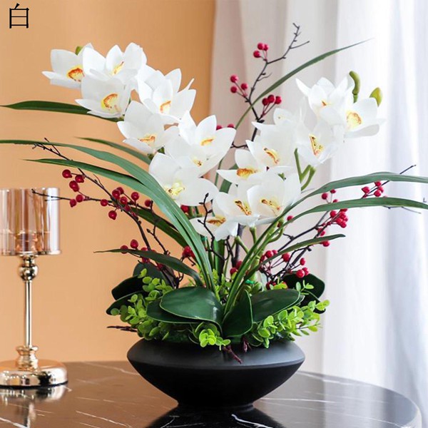 造花 枯れない花 胡蝶蘭 造花インテリア 鉢植え 観葉植物 陶器 装飾花 花束 リアル 本物そっくり 花瓶付き 害虫駆除不要 北欧 アート_1