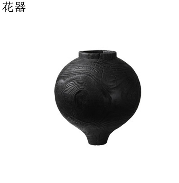 花瓶 花びん 木製 ブラック 黒 球体 花びん セラミックス花器 高温磁器花器 フラワーアレンジメント用花器 生花用花器 インテリア飾り_1
