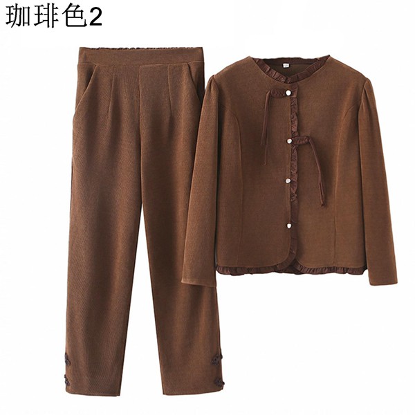 シニアファッション Tシャツ 上下セット レディース 長袖 ベルベット カットソー ロングパンツ 9分丈 折り襟 ゆったり 肌に優しい シニアファッション Tシャツ 上下 セット レディース 長袖