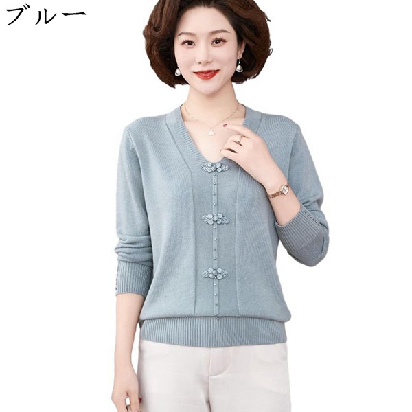 シニアファッション Tシャツ 長袖 カットソー 蝶結び柄 ゆったり ボウタイ ニット 大きいサイズ 中高年 レディース 春夏着 高齢者 Tシャツ 長袖 女性用 ボーダー柄 長袖Tシャツ ゆったり マリン