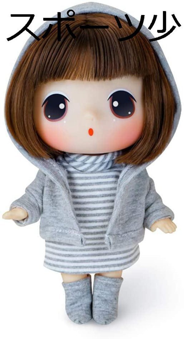 人形セット 女の子おもちゃ ショートヘア 人形 ドレスアップドール 18cm高さ ままごとをする 人形贈り物 スポーツウェア｜jinichirosasaki｜02