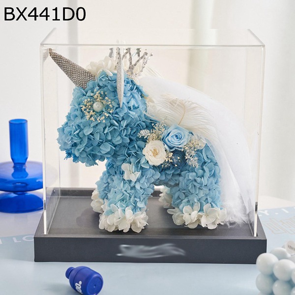 ソープフラワー ブーケ ユニコーン 造花 ケーキ型 枯れない花 手作り ウェディング 結婚祝い 新学期 新生活 卒業 記念日 誕生日 紫