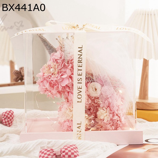 ソープフラワー ブーケ ユニコーン 造花 ケーキ型 枯れない花 手作り ウェディング 結婚祝い 新学期 新生活 卒業 記念日 誕生日 紫