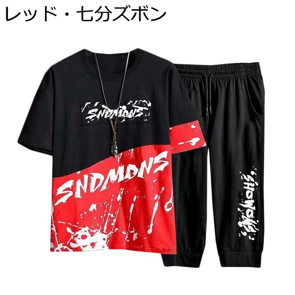 運動スーツ メンズ セットアップ ゆったり 上下セット S〜3XL Tシャツ クルーネック 薄手 柔...