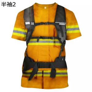 消防服cosplay タンクトップ メンズ Tシャツ ノースリーブ 3Dプリント 男性用 スーツ か...