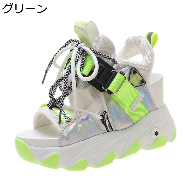 厚底サンダル 運動用サンダル レディース 夏用 ハイヒール 9.5cm ウェッジソール おしゃれ ひも 柔らかい 痛くない 耐摩耗 普段 |  | 02