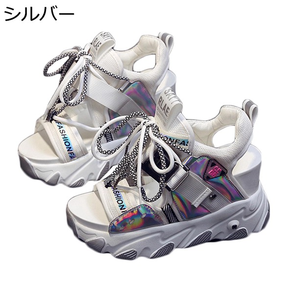 厚底サンダル 運動用サンダル レディース 夏用 ハイヒール 9.5cm ウェッジソール おしゃれ ひも 柔らかい 痛くない 耐摩耗 普段 |  | 03