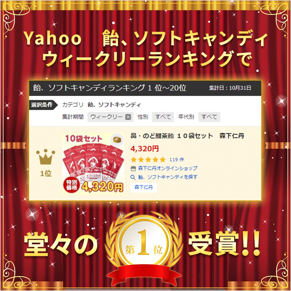 Yahoo　飴、ソフトキャンディウィークリーランキングで堂々の第１位受賞！！