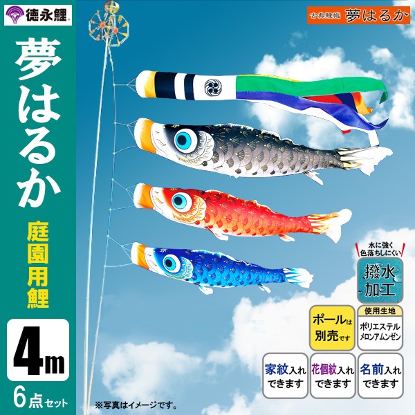 鯉のぼり 庭用 夢はるか 6m 8点 庭園用 大型セット/ポール別売り 鯉5匹