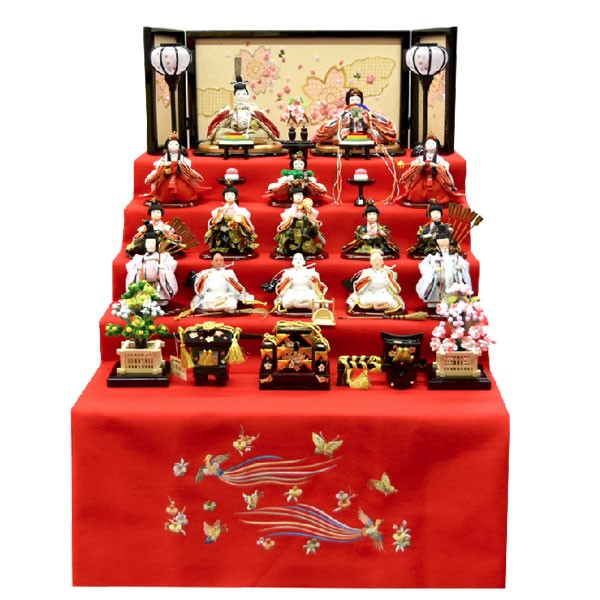 ミニ　雛人形　5段飾り お雛様 五段飾り ミニ 送料無料 日本製 平安五段雛飾り 陶器 国産