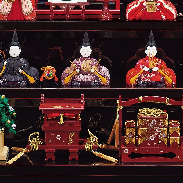 雛人形 コンパクト 木目込み 一秀 ひな人形 十人飾り 10人 3段 三